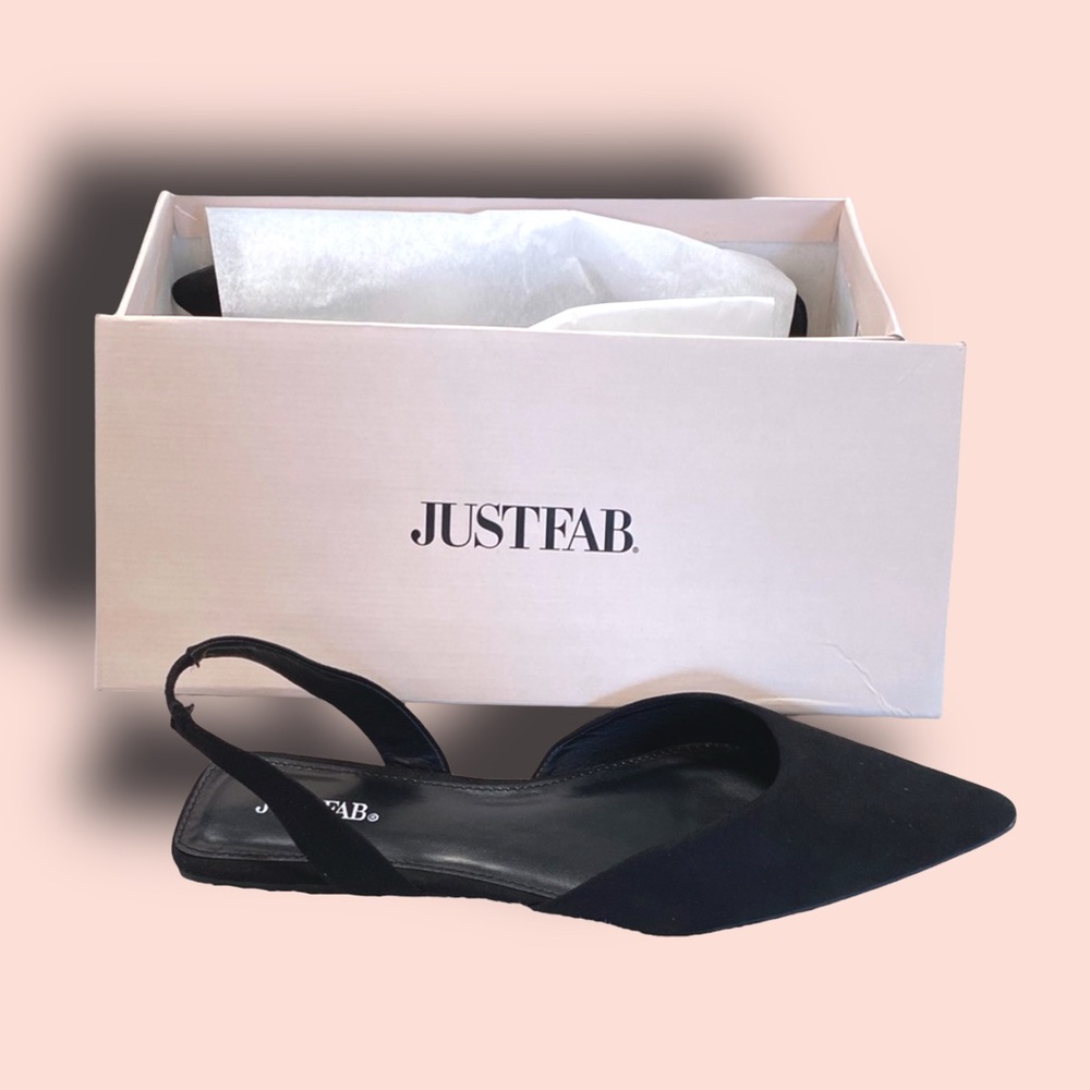JustFab womens slingback flats pointed toe black womens 8.5 minimalist capsule